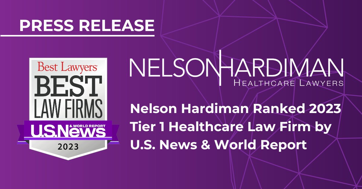 Nelson Hardiman, LLP (@nelsonhardiman) on Twitter photo U.S. News & World Report has announced that it awarded Nelson Hardiman LLP a Tier 1 ranking in Healthcare Law in its 2023 Best Lawyers® "Best Law Firms" report.
tinyurl.com/ffcrezrm
#law #lawfirms #healthcare #nelsonhardiman <a href="/usnews/">U.S. News & World Report</a> U.S. News & World Report has announced that it awarded Nelson Hardiman LLP a Tier 1 ranking in Healthcare Law in its 2023 Best Lawyers® "Best Law Firms" report.
tinyurl.com/ffcrezrm
#law #lawfirms #healthcare #nelsonhardiman <a href="/usnews/">U.S. News & World Report</a>