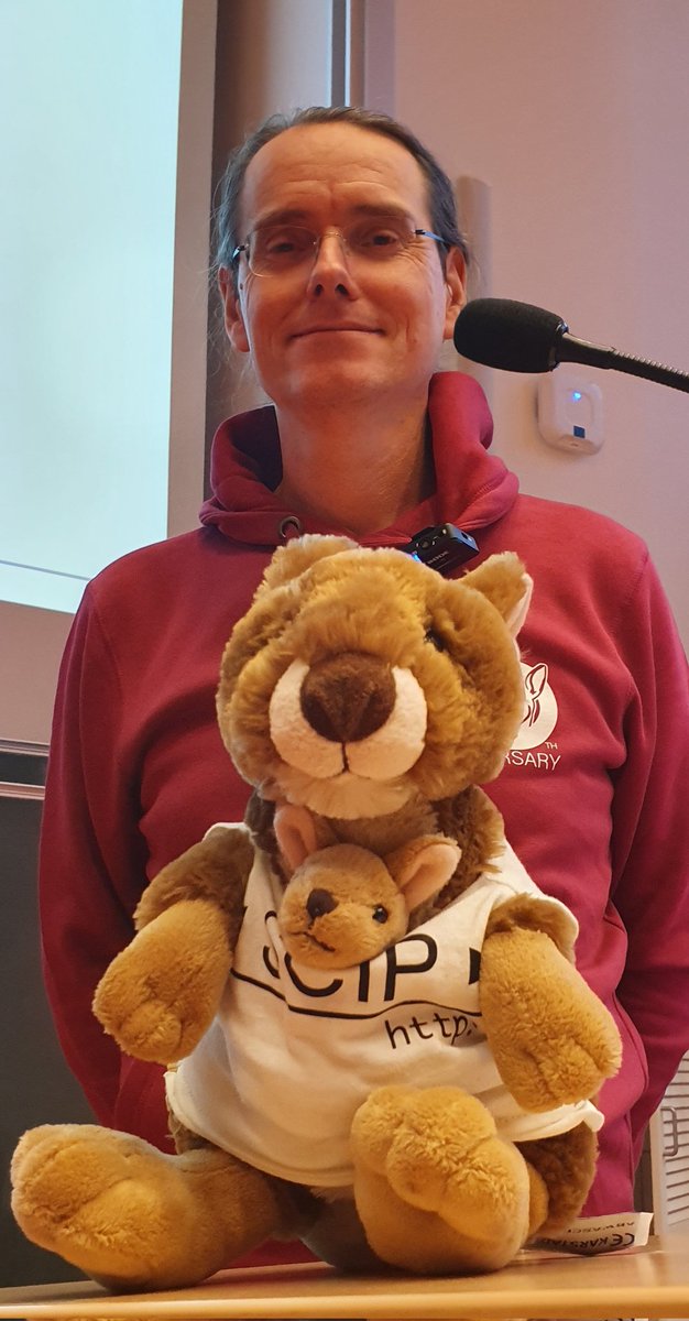 timoberthold's tweet photo. Serious science™ since 2001:
Thorsten Koch and a plush Scippy in his hoodie address the big questions of MIP Software Development #orms #scipopt https://t.co/a1828dNyyp