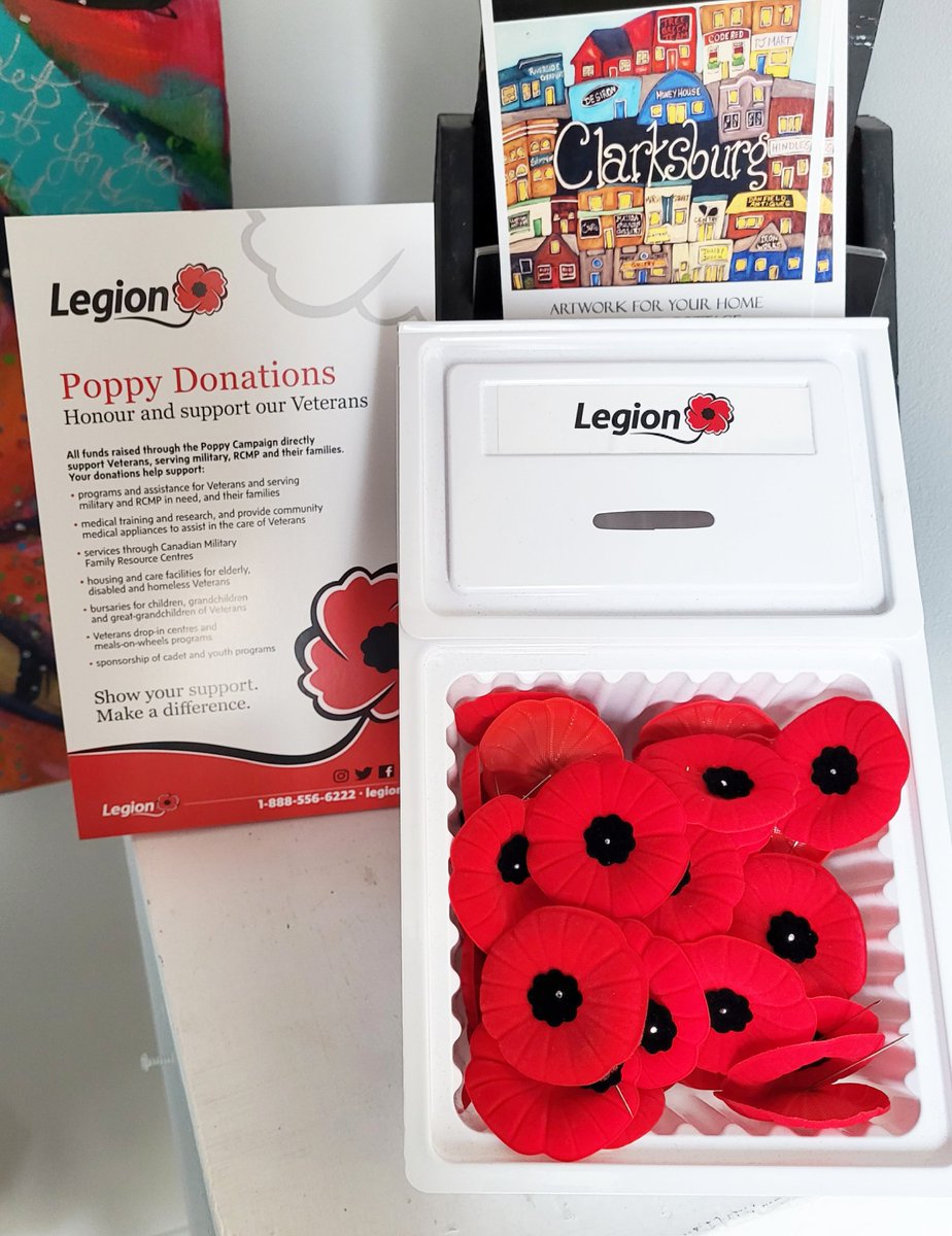 Remembrance Day is around the corner.  Most shops in Clarksburg have Poppies available.  #lestweforget

#Clarksburg #artsburg #community #ontario #canada #supportsmallbusiness #gallerydistrict #greycounty #georgianbay #georgianbayliving #canadianmade