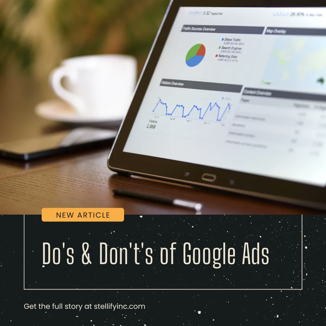 Stellify_Inc's tweet photo. You could easily be wasting the advertising budget or leaving money on the table!
Remember to follow this Do's and Dont's Guide for better and optimized Google campaigns. https://t.co/lKgaW0IkzR
#blog #article #stellify #marketing #socialmediamarketing #google #Friday https://t.co/iDnw81sbqA