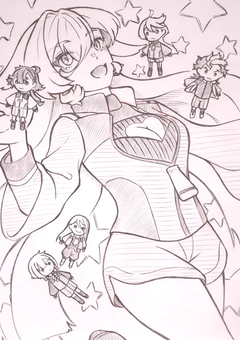 おニュイの水星の魔女同時視聴配信が楽しみすぎて気づいたら描いてた 