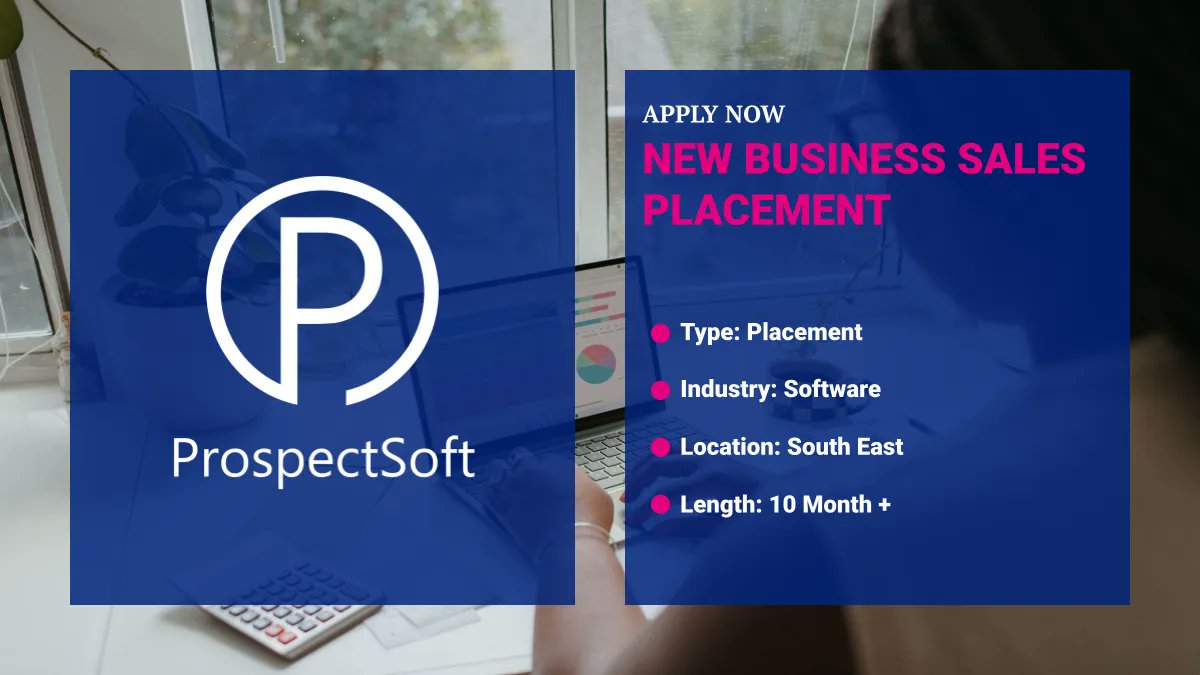 Do you want to be part of a dynamic, high energy sales team working together at @ProspectSoft ? If you have a passion for customer service and enjoy working towards targets then apply now to their New Business Sales Placement ---> buff.ly/3fvIyEz