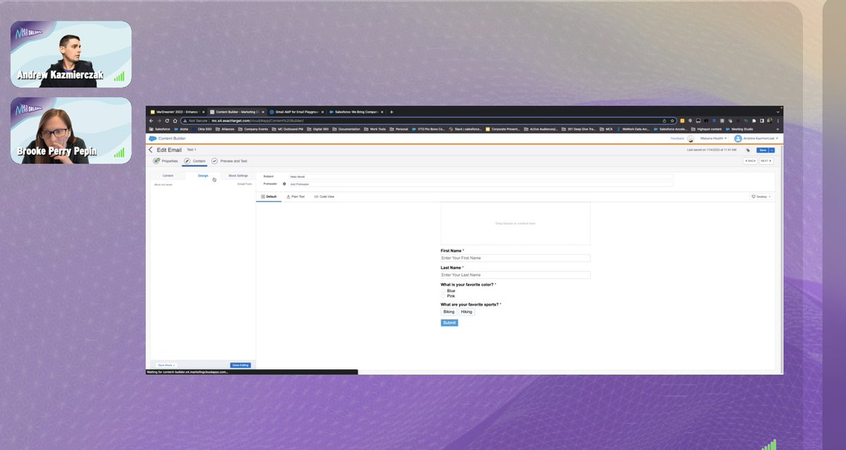 krschlau's tweet image. IMHO #interactiveemail is one of the most underutilized features of @MarketingCloud  - thanks to Andrew Kazmierczak for the informative session of @MarDreamin: Enhance Your Customer Experience with Interactive Content #MarDreamin2022