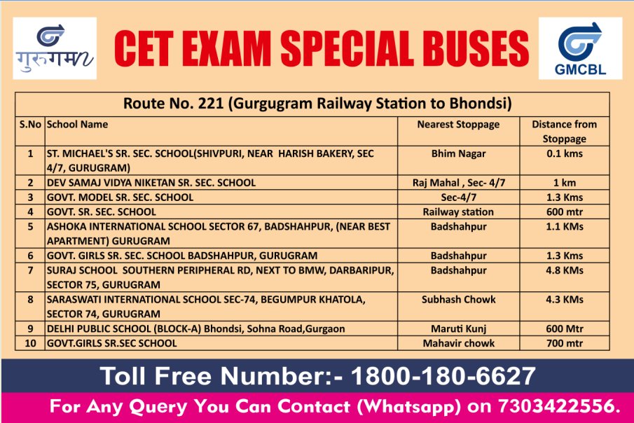 #Gurugaman CET Exam Special Buses. #cmhry