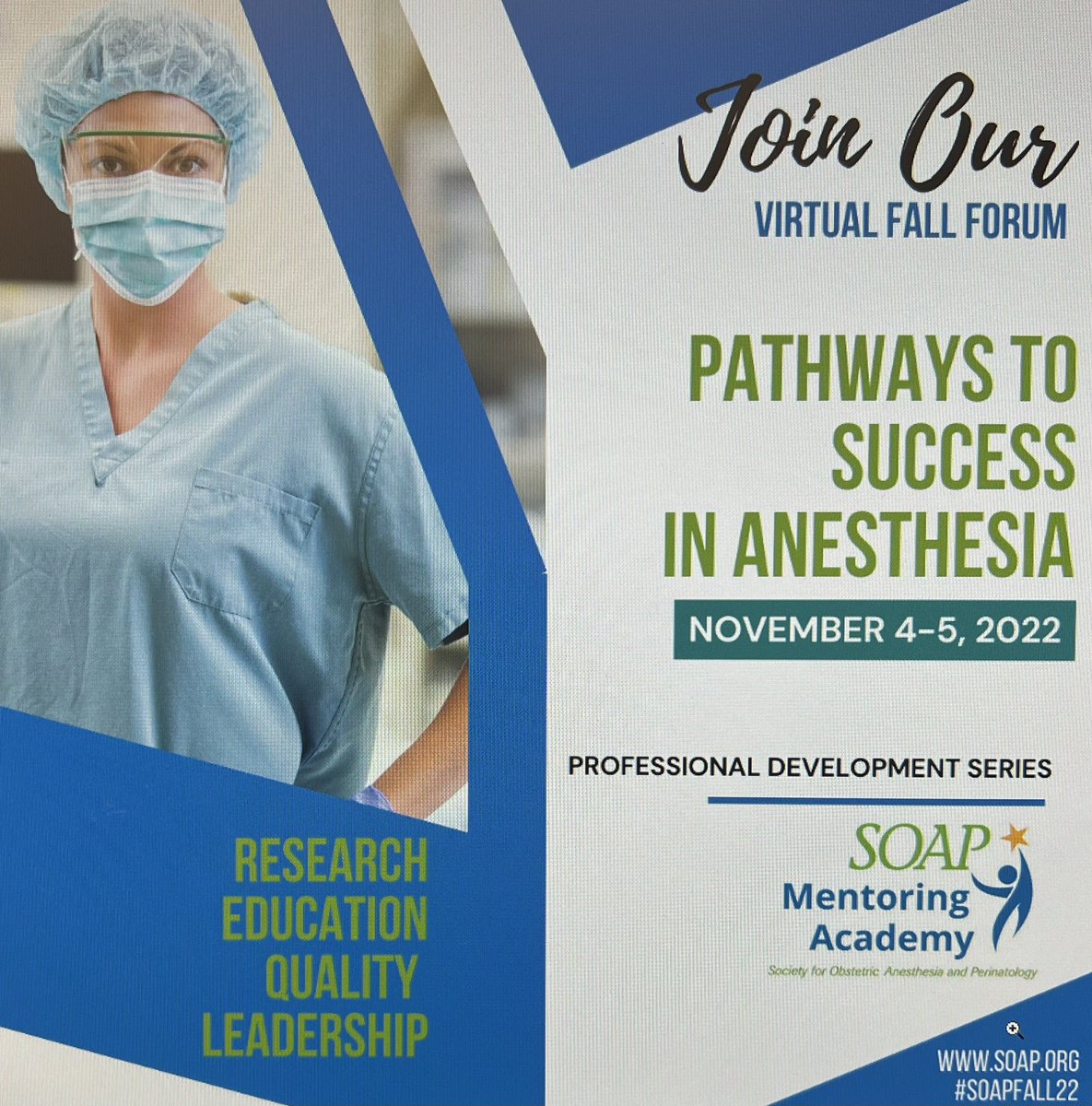 #SOAPFALL22 -  professional development forum starts today!    Come see what the mentorship academy has to offer. #Obanes