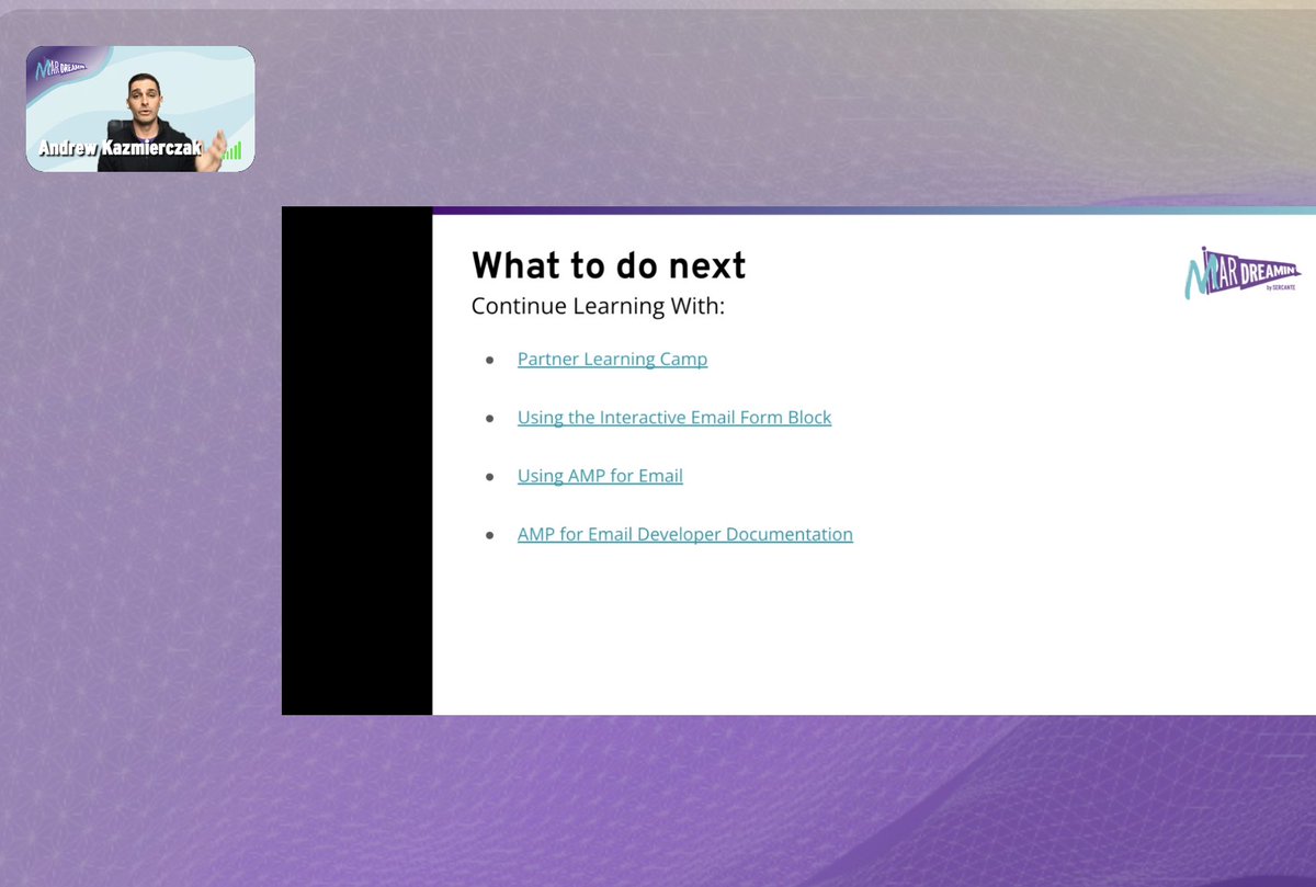 krschlau's tweet image. IMHO #interactiveemail is one of the most underutilized features of @MarketingCloud  - thanks to Andrew Kazmierczak for the informative session of @MarDreamin: Enhance Your Customer Experience with Interactive Content #MarDreamin2022