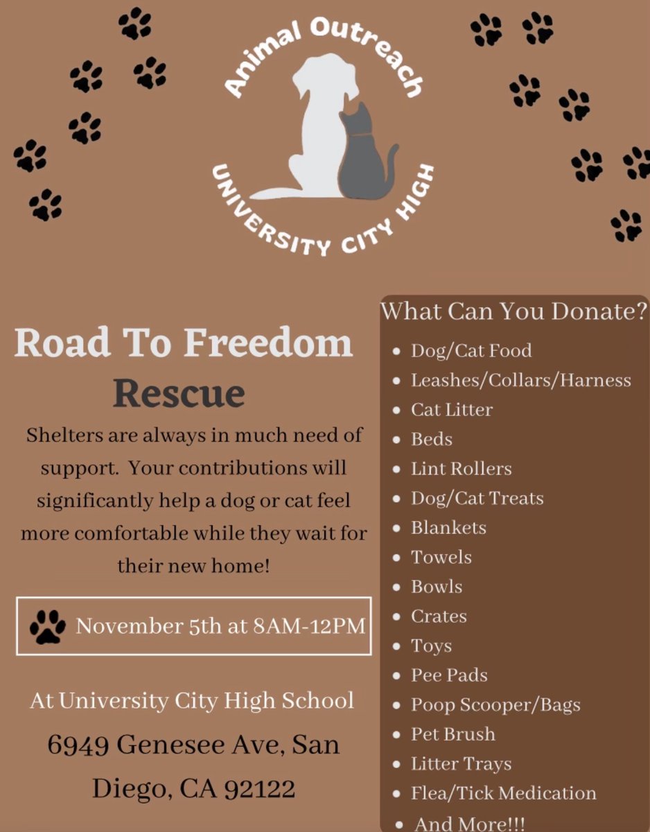 uchighsd's tweet photo. Swing by UC this Saturday for the Animal Outreach Club's food/donation drive! https://t.co/0E3UplrR3l