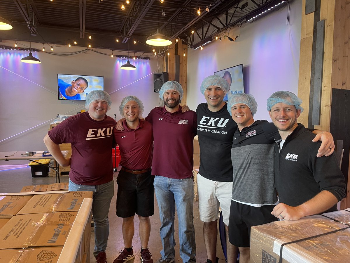 EKUCampusRec's tweet photo. The Professional Staff volunteered this morning with Feed My Starving Children to help pack meals for children in need.
Learn more about FMSC by visiting https://t.co/9S6uYOvDpU today. #EKU #FMSC #MobilePack #GoBigE https://t.co/sBpPjEKV2L