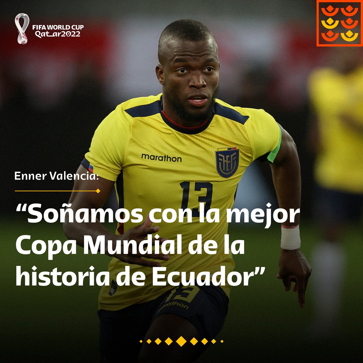 fifaworldcup_es's tweet photo. 🎂 ¿Tres deseos? @EnnerValencia14 celebra sus 33 años y tiene uno muy claro junto a @LaTri en la Copa Mundial. 🇪🇨

Disfruta la entrevista completa con el crack de Ecuador. 👇