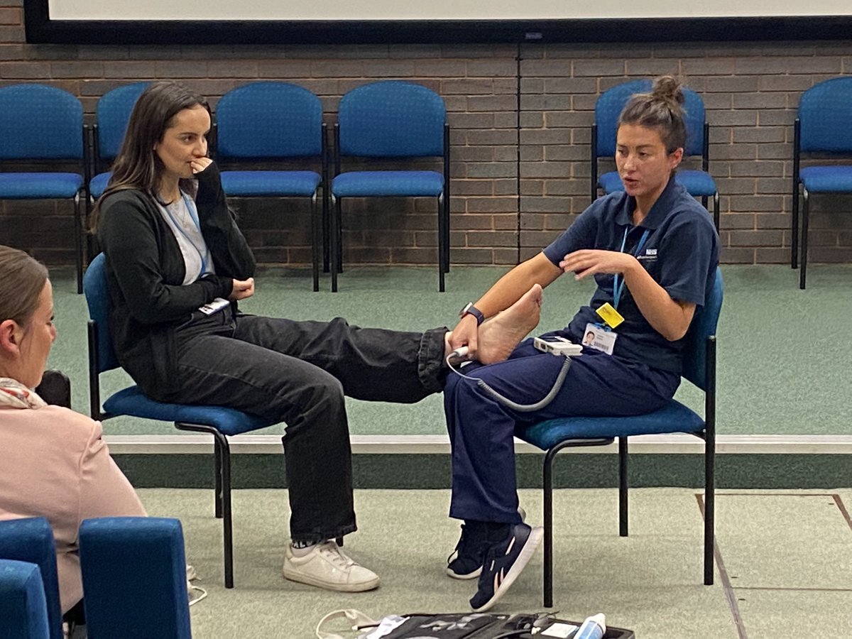 Next up, delegates to find out about Podiatry. As a podiatrist, you’ll help people deal with a range of mobility issues, relieve pain and treat infections of the feet and lower legs. Students found out how important a Doppler plays in podiatry and demo’d what they do