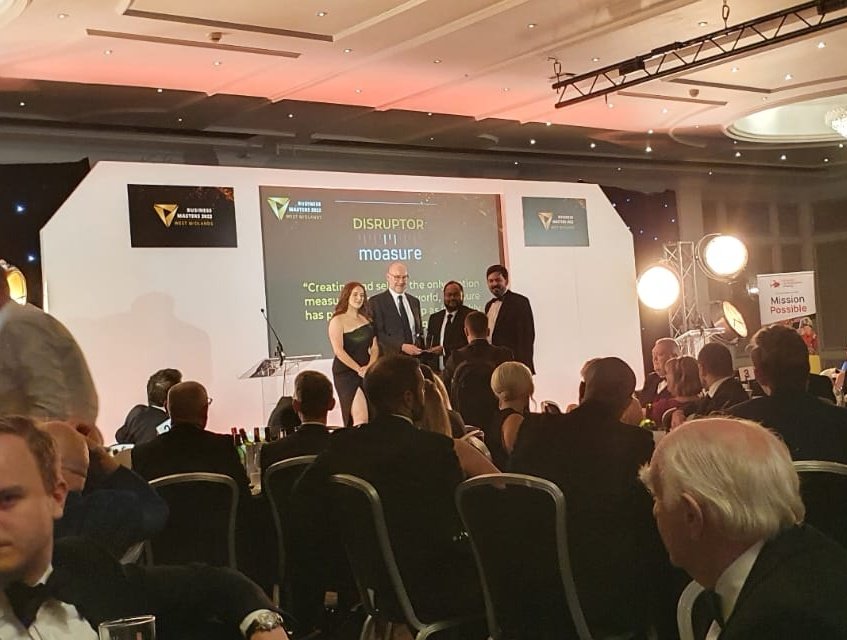 A huge congratulations to science park tenant <a href="/MoasureOfficial/">Moasure</a> who won the award for Disruptor of the Year at last nights West Midlands Business Masters Awards! 🏆🏆🏆🏆 #proudmoment #wmbm22