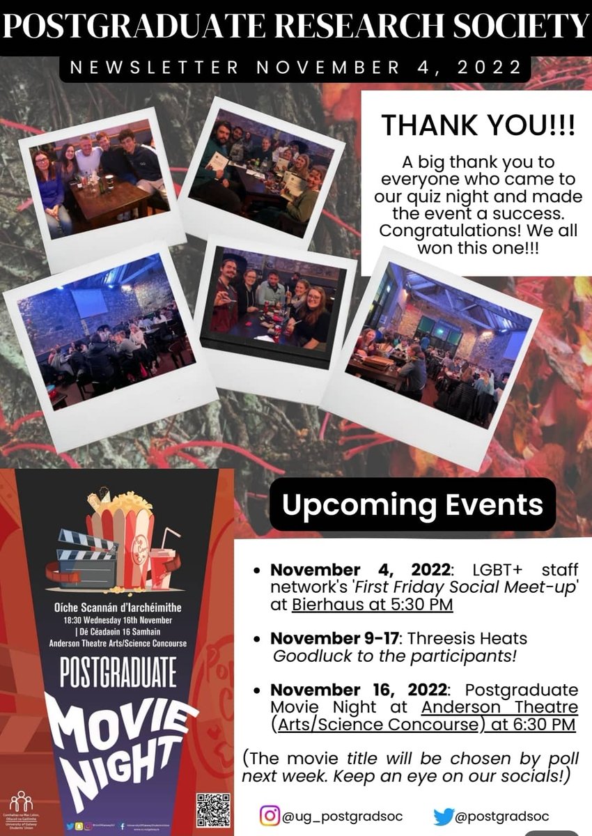 postgradsoc's tweet photo. The weekly newsletter is back with some awesome upcoming events!😊 https://t.co/snPZgpEtSJ