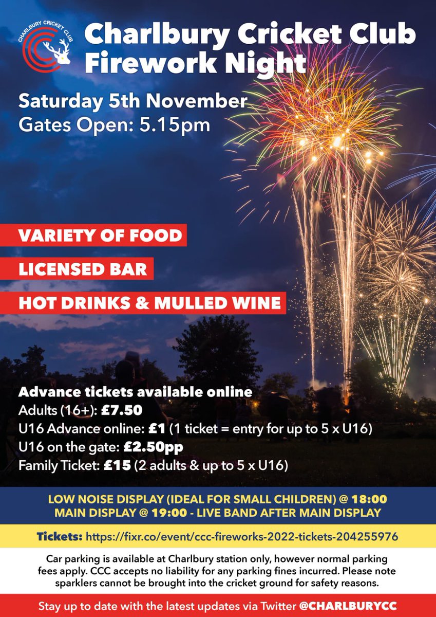 It’s nearly time… Join us tomorrow for food, refreshments and fireworks!! 🎆🤩

#charlburyfireworks
