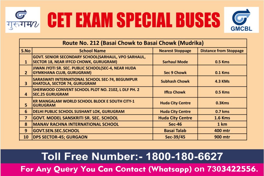 #Gurugamanupdate CET Exam Special buses. #cmhry