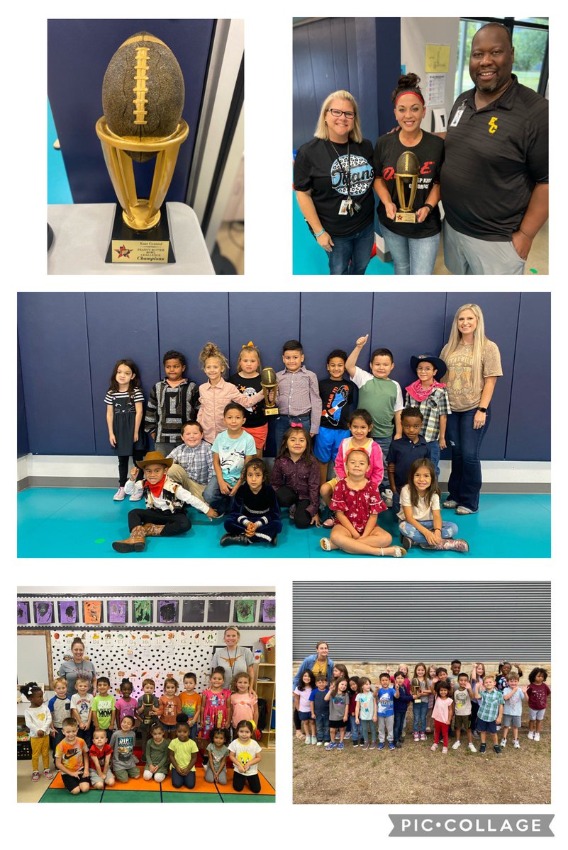 Calderon_Coach's tweet photo. Way to go Tradition Titans for earning a trophy for the ECISD Peanut Butter Bowl Challenge. Pictured are our top collecting classes from each grade level. #TraditionTitans #ECISDtweets https://t.co/cPYXDJ3h9Z
