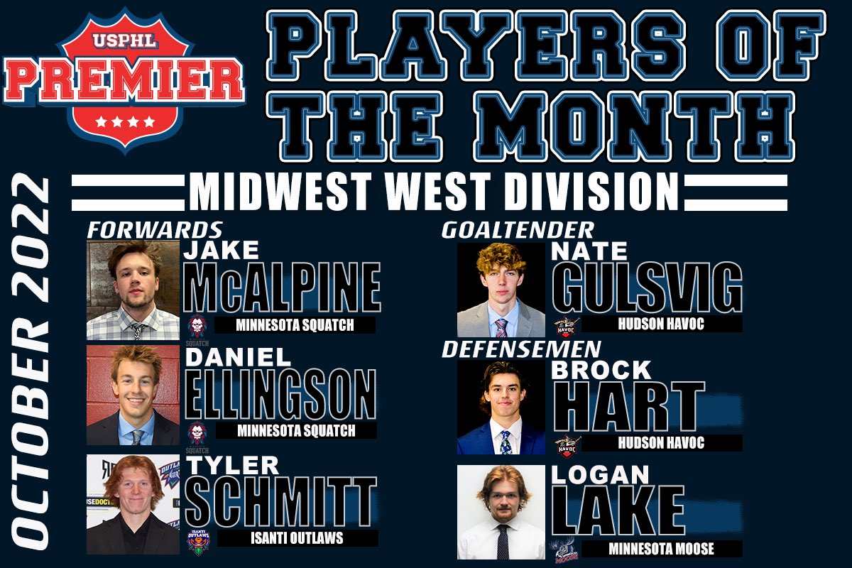 Congratulations to our fantastic #USPHLPremier #PlayersOfTheMonth from the Midwest West Division, who put together outstanding performances, including at the #USPHLMidwestShowcase to end October. 

Full Story:
bit.ly/POTMPREMWW1022