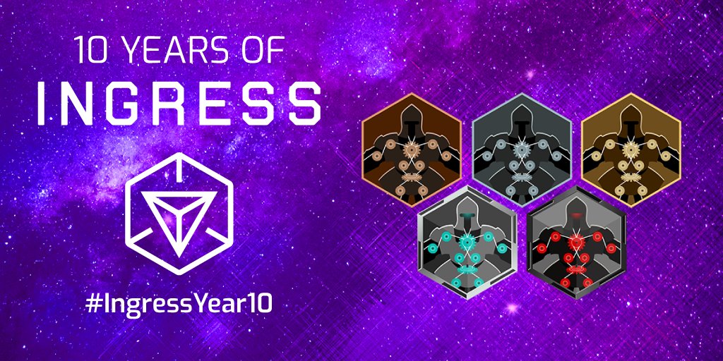 ingress's tweet photo. 15 November marks Ingress’ 10th anniversary! Enjoy 2X AP, double deploy L8 Resonators, 10 min Drone cool down, 1.0km Kinetic Programs and 2X hack output during the celebration. Get your IQTech Dronenet 2021 Medal at the Ingress Store! #IngressYear10 https://t.co/hv7BfeJ31q https://t.co/xXpZtUYcng