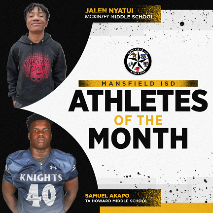 A BIG SHOUT OUT to our Middle School Athletes of the Month for October:

Aubrey Howard <a href="/WesterAthletics/">Wester Athletics</a> 
Michelle Anukam <a href="/JCMSathletics/">Coble Athletic Dept</a> 
Jalen Nyatui <a href="/McKinzeyLions/">McKinzey Athletics</a> 
Samuel Akapo <a href="/tahowardath/">Howard Athletics</a> 

Keep up the great work!!!