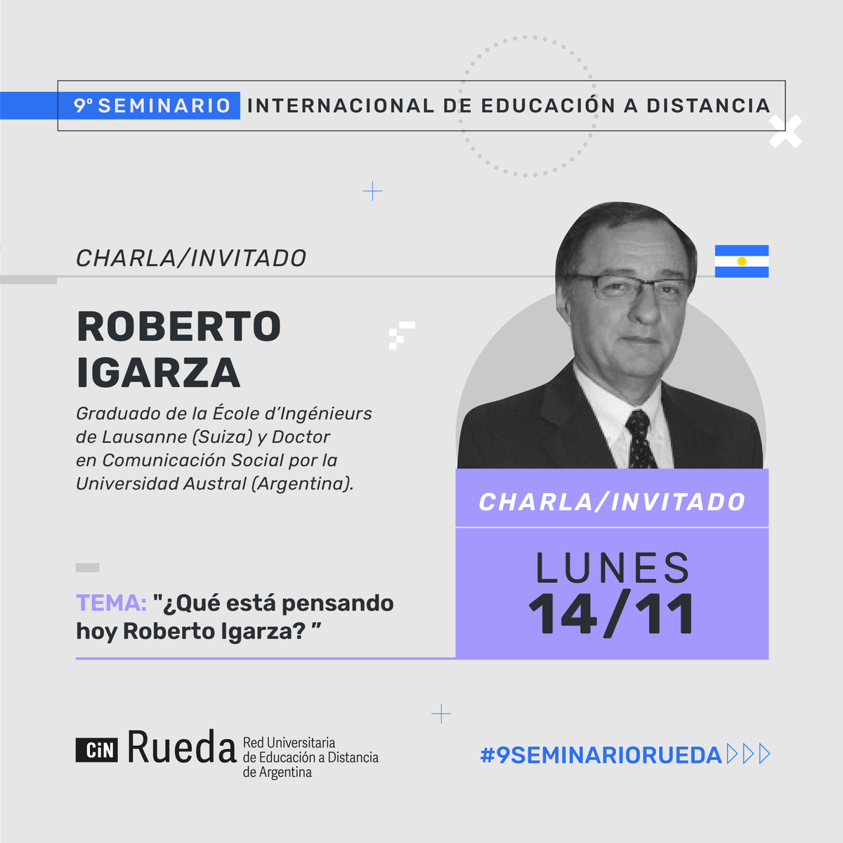 ruedacin's tweet photo. "En el 𝟗𝐧𝐨 𝐒𝐞𝐦𝐢𝐧𝐚𝐫𝐢𝐨 𝐈𝐧𝐭𝐞𝐫𝐧𝐚𝐜𝐢𝐨𝐧𝐚𝐥 contaremos con paneles y actividades a cargo de diferentes referentes en materia de Educación a Distancia. 

🗓️En este post te invitamos a conocer algunos de los panelistas que participarán durante el Lunes 14/10. https://t.co/k0FRzqNeap