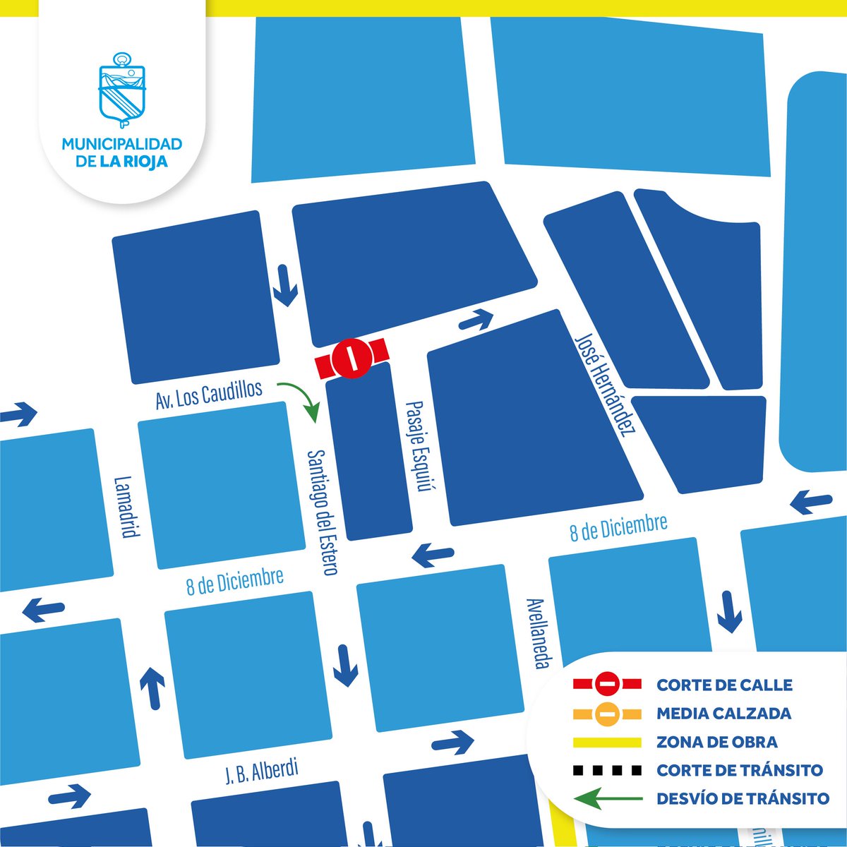 Corte de calle por Obra de Renovación Urbana del Área Central.🚧

Te dejamos los distintos cortes que se realizarán en el área central. 👇🏻👇🏻

📌Tene en cuenta que la calle Lamadrid será cortada a partir del viernes 11 de noviembre.

Solicitamos circular con precaución. 👍🏻