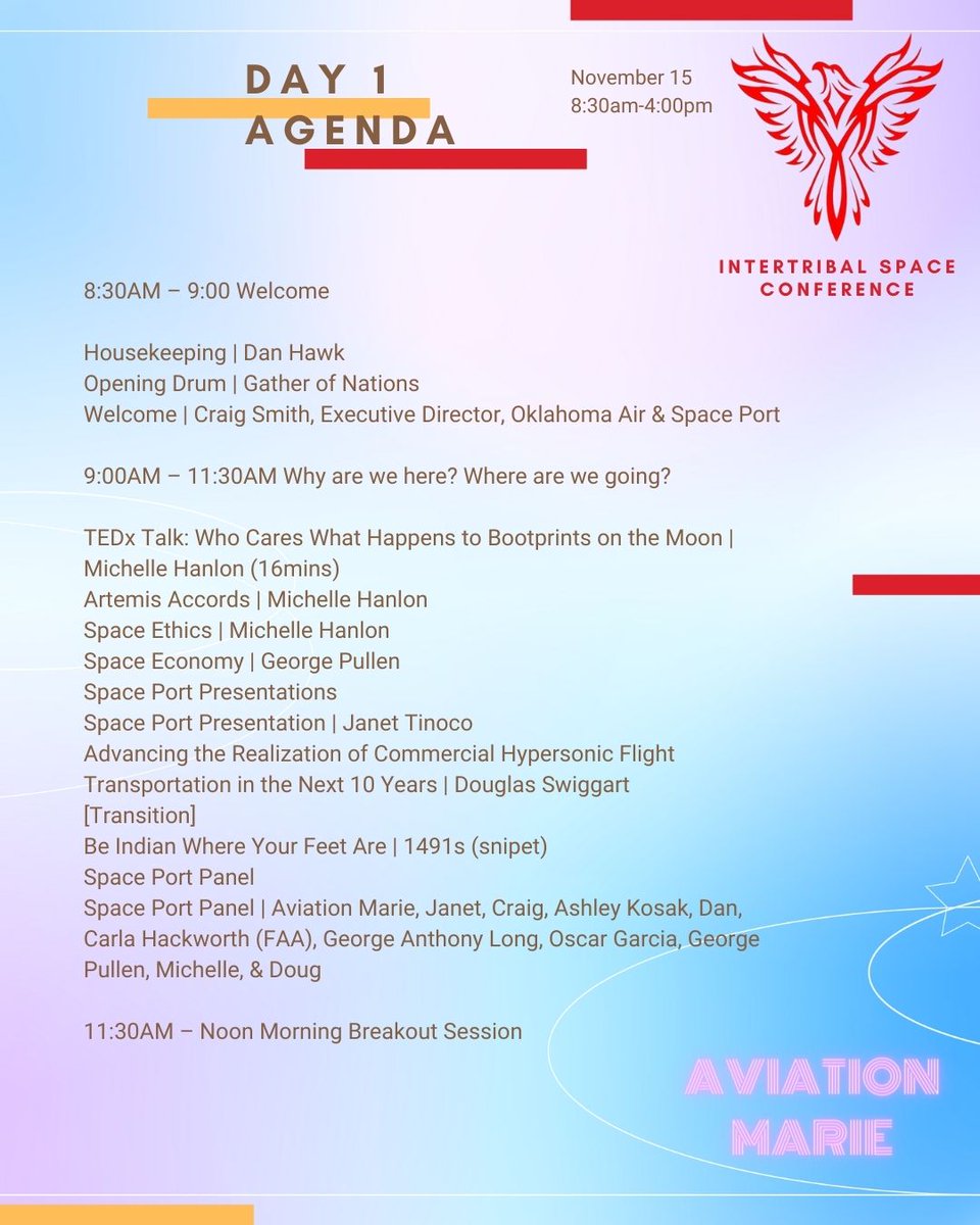 mpgron's tweet image. Aviation Marie is honored to moderate the SpacePort Panel at the Intertribal Space Conference. We will be talking to a diverse group of space professionals working today to operate and expand future spaceports. Did you know about the high demand for launch and testing facilities?