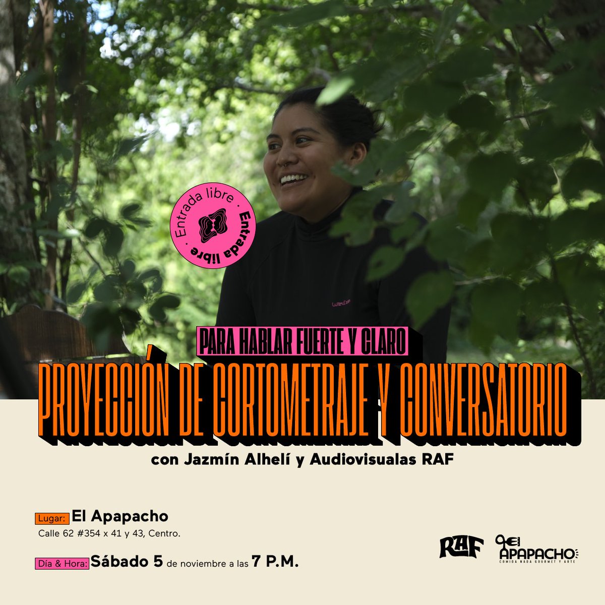 RAFeminista's tweet image. ¿Te perdiste nuestro cortometraje realizado en el #RetoDocs2022?

Mañana 5 de noviembre proyectamos &quot;Para hablar fuerte y claro&quot;, para después tener un espacio de conversación con las participantes del filme.📽️👭

Nos vemos en @ApapachoMerida en punto de las 7:00 P.M. 🙌✨