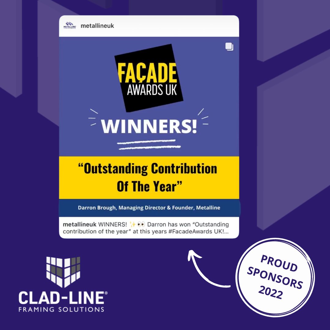 cladlineuk's tweet image. WINNERS! ✨👀 Darron @MetallineUK  has won “Outstanding contribution of the year” at this years @FacadeAwards UK!

Congratulations! 👏

#RainscreenSystem #RainscreenCladding #AluminiumCladding