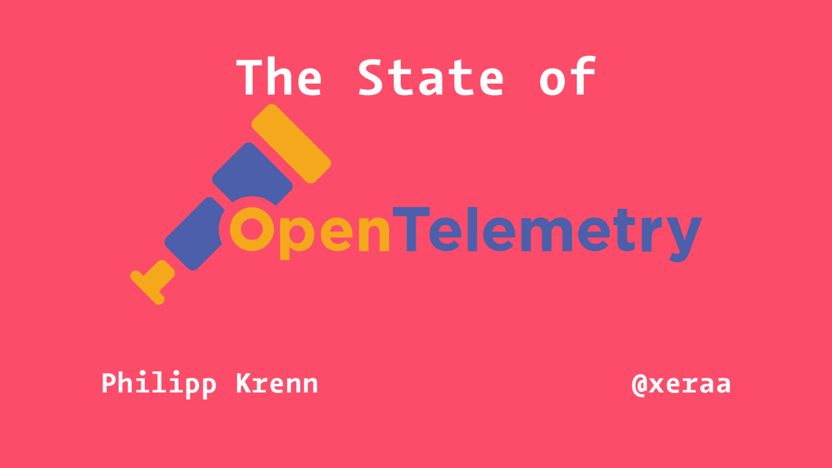 xeraa's tweet photo. slides for "the state of #OpenTelemetry": https://t.co/q9JizvjNLs
another great @devopsbarcelona — thanks for having me and great to see so many old and new friends #devopsbcn22 https://t.co/eVQSB0jFgs