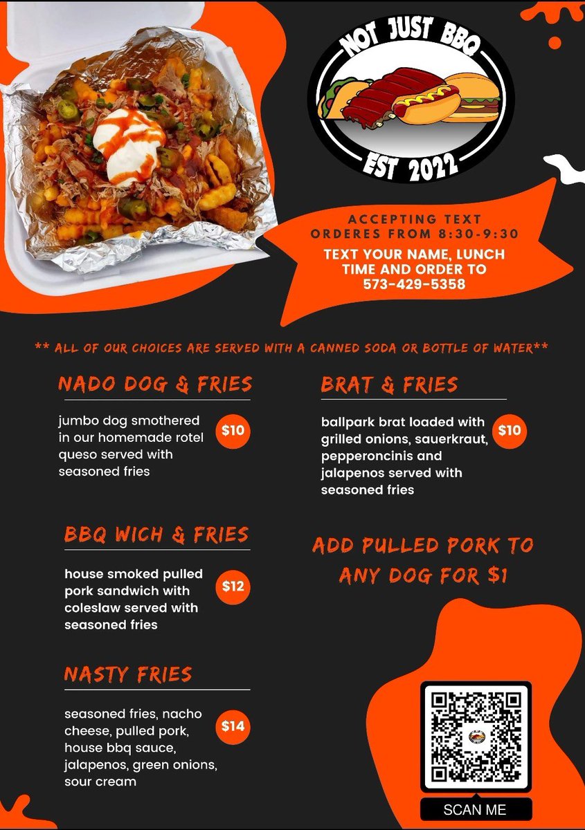Come out and see NotJustBBQ at ATT and let us save you enough money on your bill to buy lunch!! Here every Friday!