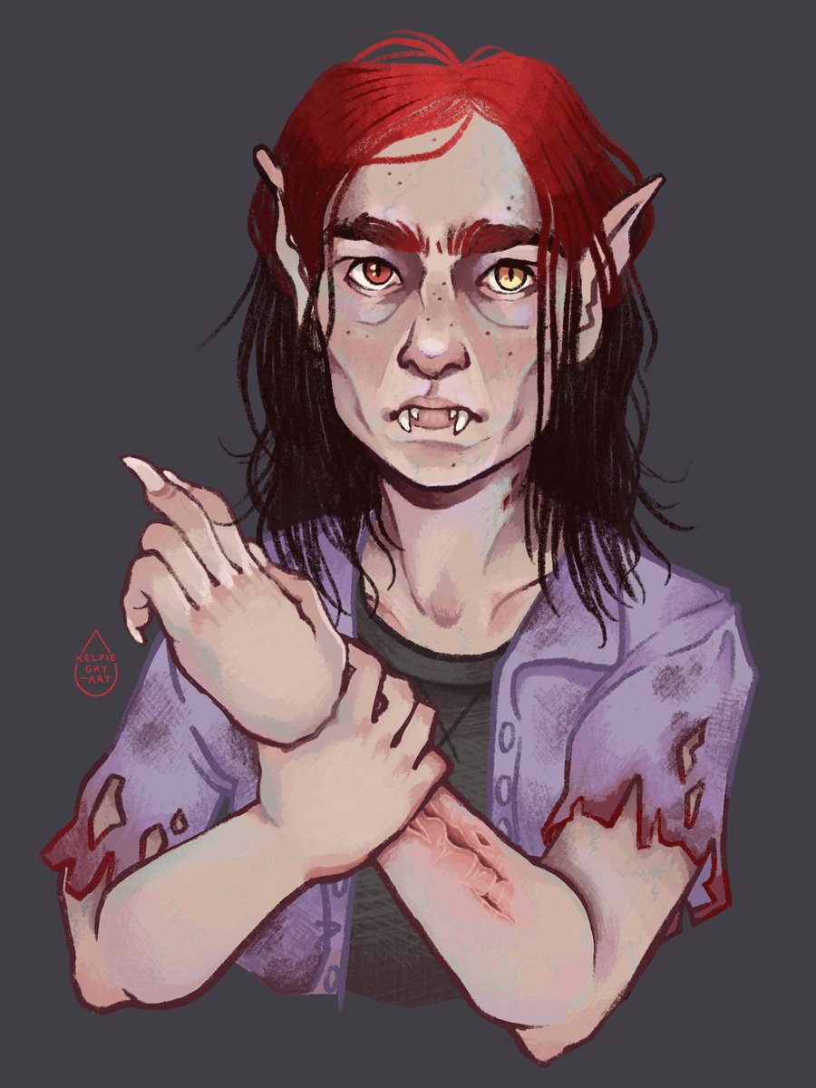 kelpiegry_art's tweet photo. Beware, there are babes in the woods. #ArtistOnTwitter #Werewolf #Vampire #DnDcharacter #HalloweenArt https://t.co/mvfGB8LhBz