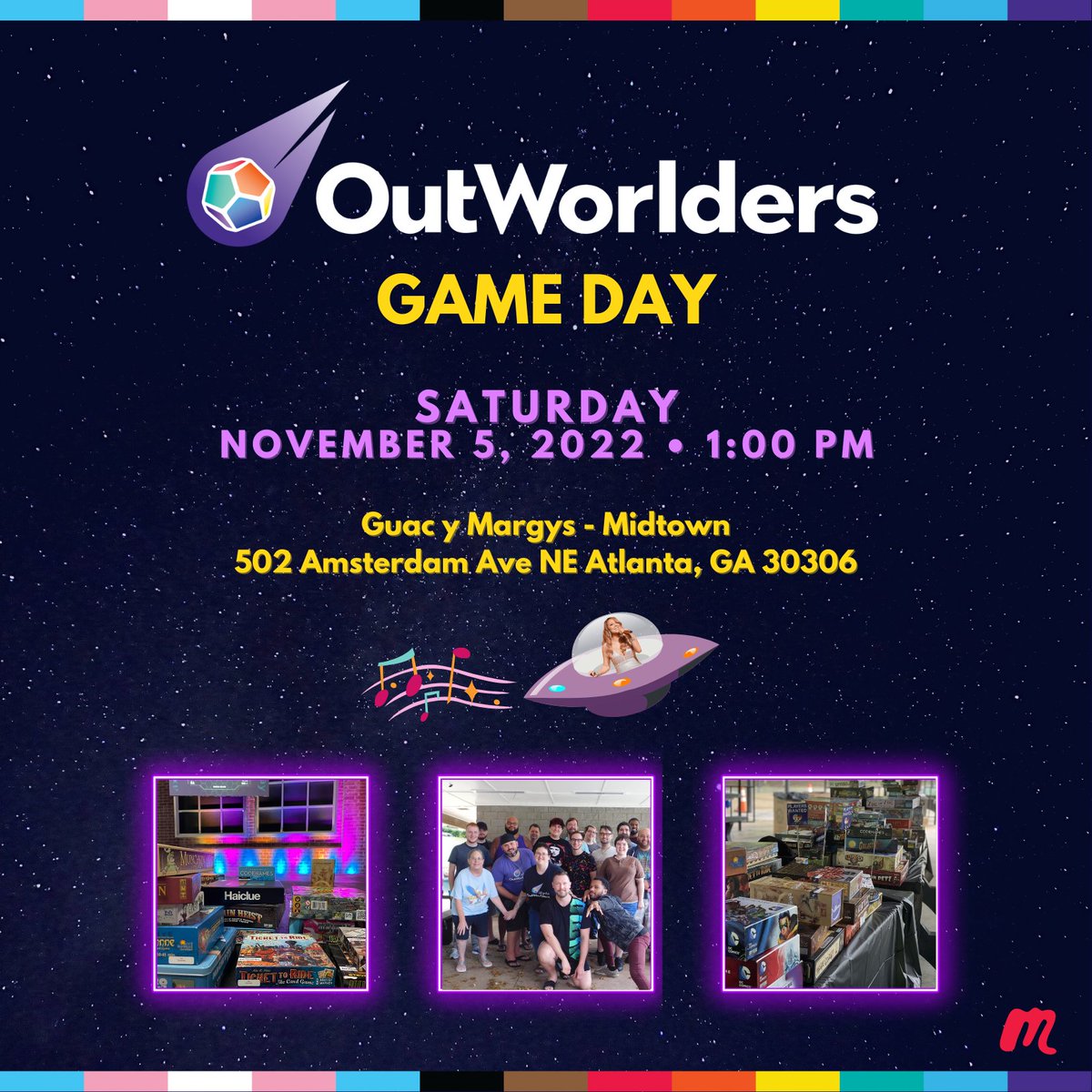 OutWorlders's tweet photo. OutWorlders Game Day is this Saturday! Link for more details: 

https://t.co/IuUIAE0uRO

#OutWorlders #Game #BoardGames #VideoGames #MovieNight #GameNight #BookClub #Horror #SciFi #Geek #Nerd #ATL #Atlanta #atlgay #LGBTQIA #GameDay https://t.co/DnZzmFWw9f