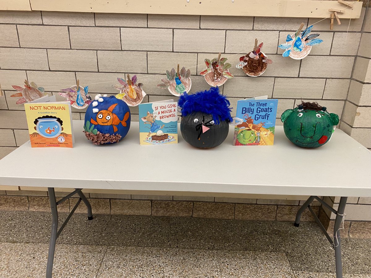 MrsStinson_K's tweet photo. The kindergarteners made a pumpkin into their favorite book characters. They also wrote about their favorite part of the story too! Stop by to see our favorite characters!! ⁦@TCSD⁩ ⁦@TroySchool18⁩ https://t.co/jR8IAaIDwi