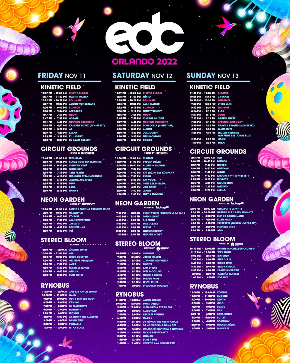 EDC Orlando schedule 