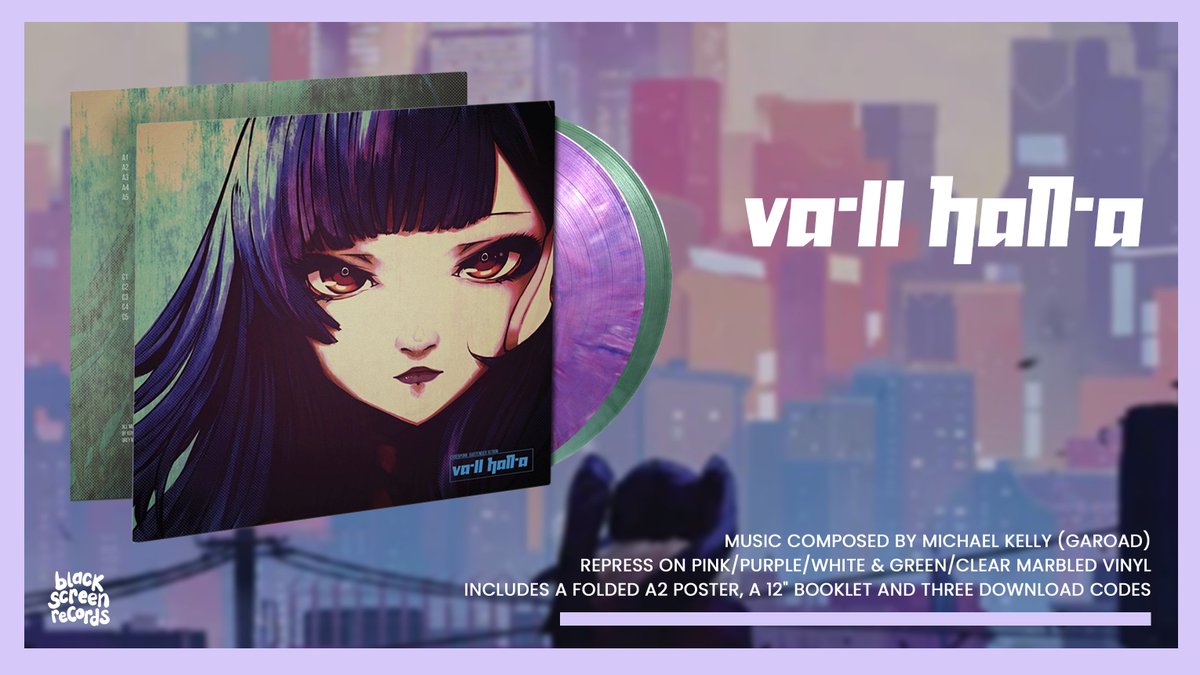 blackscreenrec's tweet image. Time to mix drinks and change lives (once again) 🍸

After being sold out for 2 years, we’re finally repressing @garoadmusic’s VA-11 HALL-A soundtrack on pink/purple &amp;amp; clear/green marbled vinyl. Includes a poster, a booklet &amp;amp; download codes 🌃

Order now:
blackscreenrecords.com/collections/ga…
