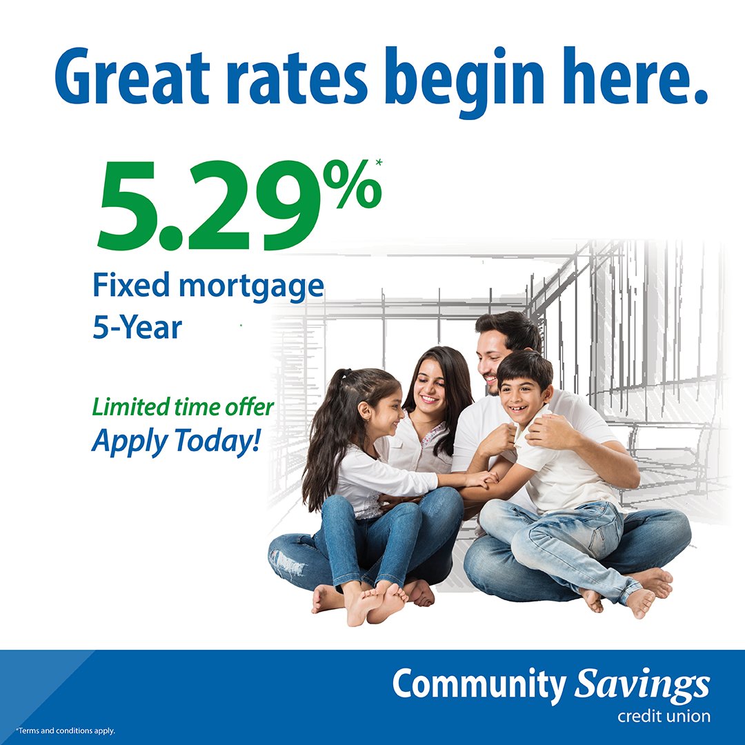 Get a 5.29%*, 5-year, fixed mortgage at CSCU. Our Mortgage Specialists are ready to help you with mortgage renewals or to provide options and guidance during the entire home purchase experience.
.
Secure your rate today - Call 604-654-2000 or
comsavings.com/you/discover-m…

#mortgages