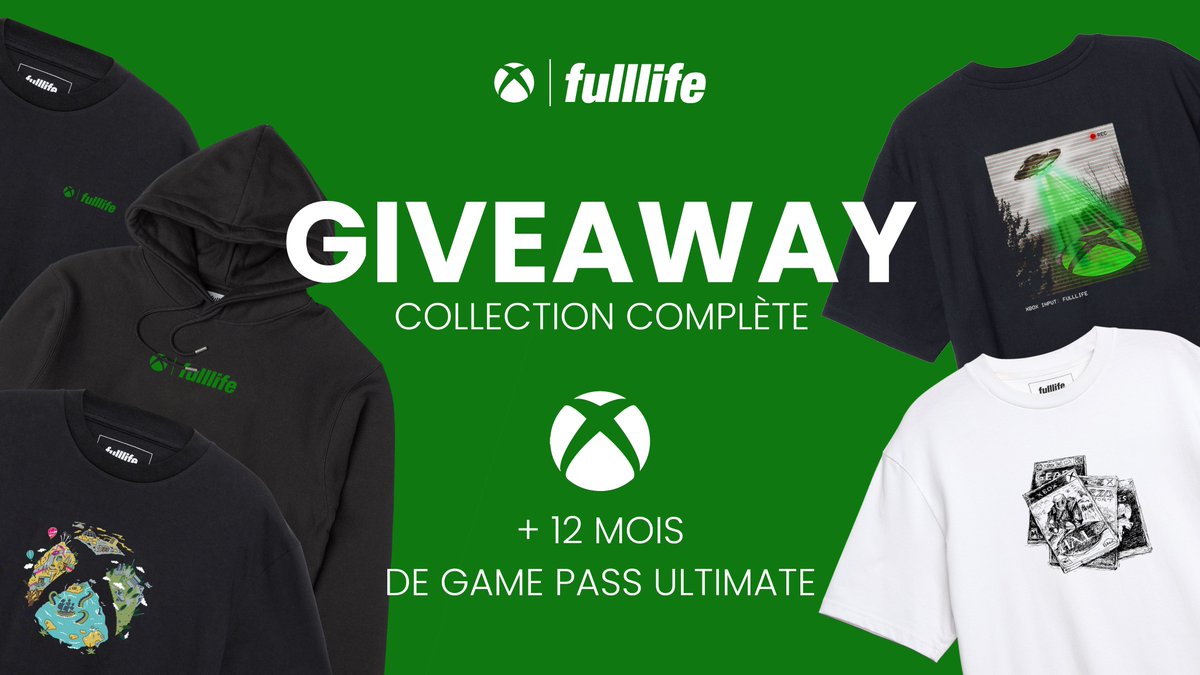 Fulllife_fr's tweet image. A l’occasion de la sortie de la collection exclusive Fulllife x Xbox, on vous fait gagner le Pack Collector ultime qui contient toutes les pièces ainsi que 12 mois de Game Pass Ultimate ! Pour participer :

♥️ Follow @Fulllife_fr et @XboxFR
🔁RT

TAS le 18/11 🍀