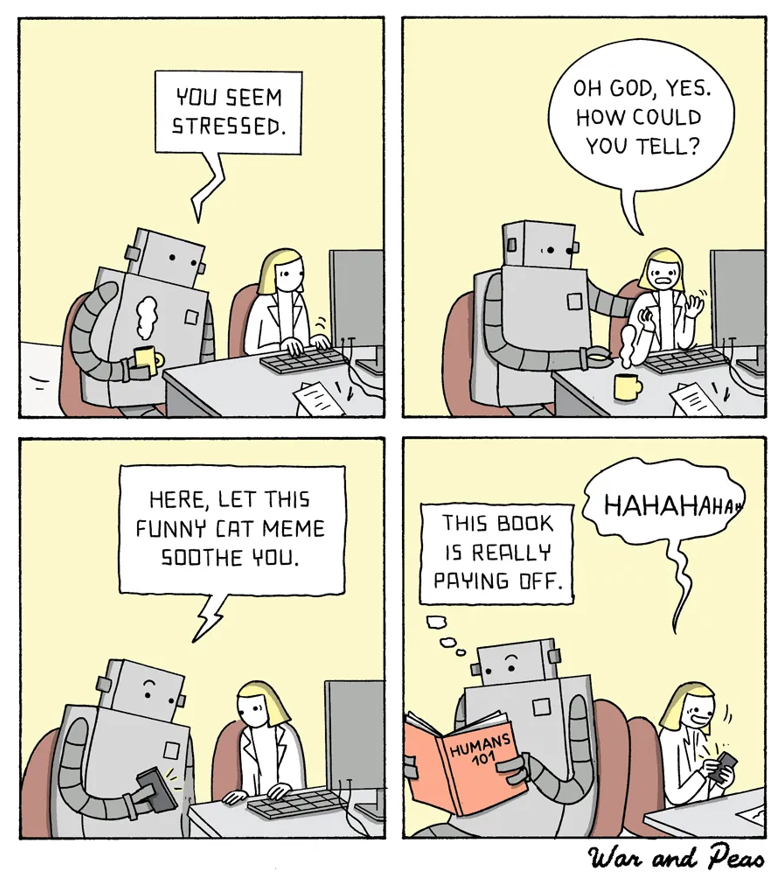 Durham_BSI's tweet photo. We hope you've had a great #ECR Friday - enjoy your weekends everyone!
Excellent comic fromm @warandpeass
#stressawarenessday #ECR #AI #SciComic #SciHumour https://t.co/Tr2UMaIZLM