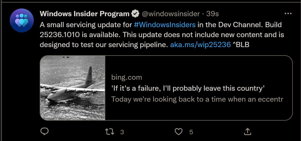 Windows Insider Program on Twitter "A small servicing update for 