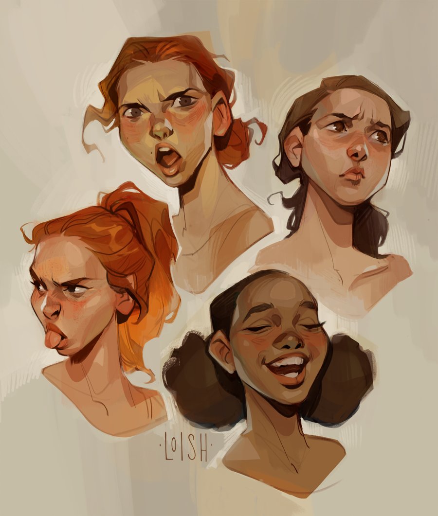 multiple girls tongue tongue out dark skin dark-skinned female mole orange hair  illustration images