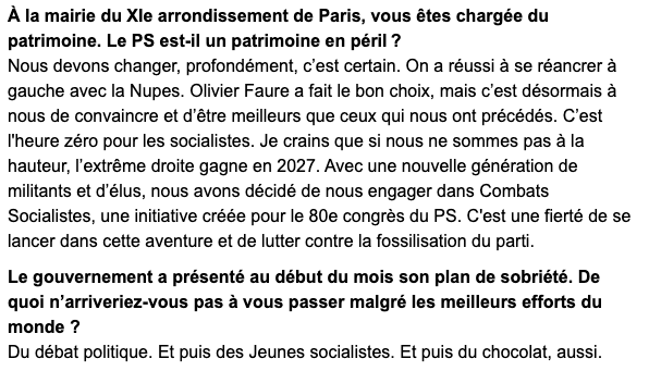 EmmaRafowicz's tweet photo. Dans #ChezPol de @libe ce matin. 
J'y parle des @lesJeunesSoc et de mon engagement aux côtés d'@Anne_Hidalgo. On est aussi revenu sur @CombatsSoc et le congrès du @partisocialiste !
Nous sommes engagés pour retrouver le chemin des conquêtes et des luttes ✊🌹 https://t.co/whMDZgBVeb