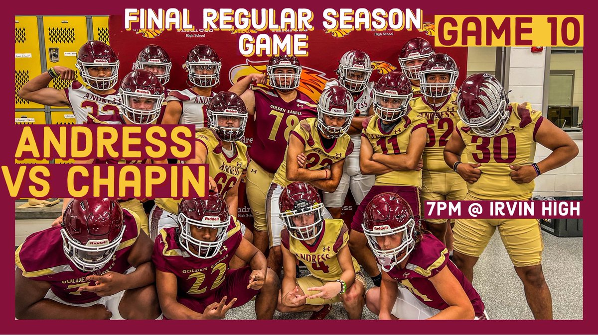 🚨🚨GAME DAY🚨🚨

- BATTLE OF THE NORTHEAST - 

🎟️ episd.org/onlinetickets

#WeAreAndress🦅