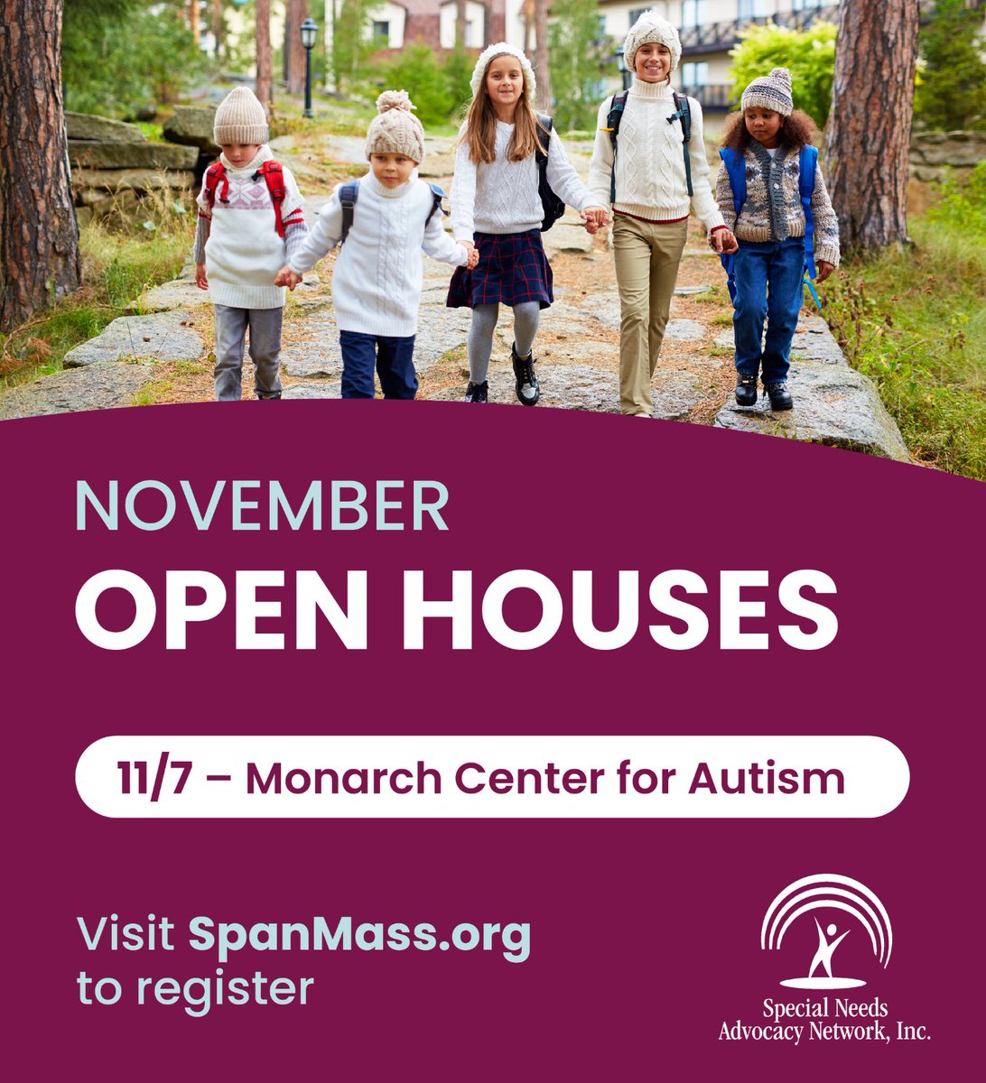 This month's virtual open house is with the Monarch Center for Autism in Ohio! Join us on 11/7 from 4:30–5:30 PM to learn more about Monarch's comprehensive programs, including early childhood, educational, transition and pre-vocational.
.
Register here: bit.ly/3zJp0Di