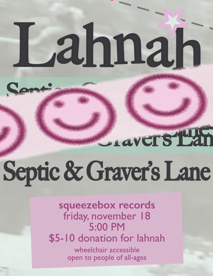 impetus_records's tweet photo. Lahnah is playing Squeezebox Records with Graver’s Lane and Septic two weeks from today, Friday, November 18th. Show starts 5 pm, $5-10 for Lahnah. Get to the gig! https://t.co/hGSZijQ8c4
