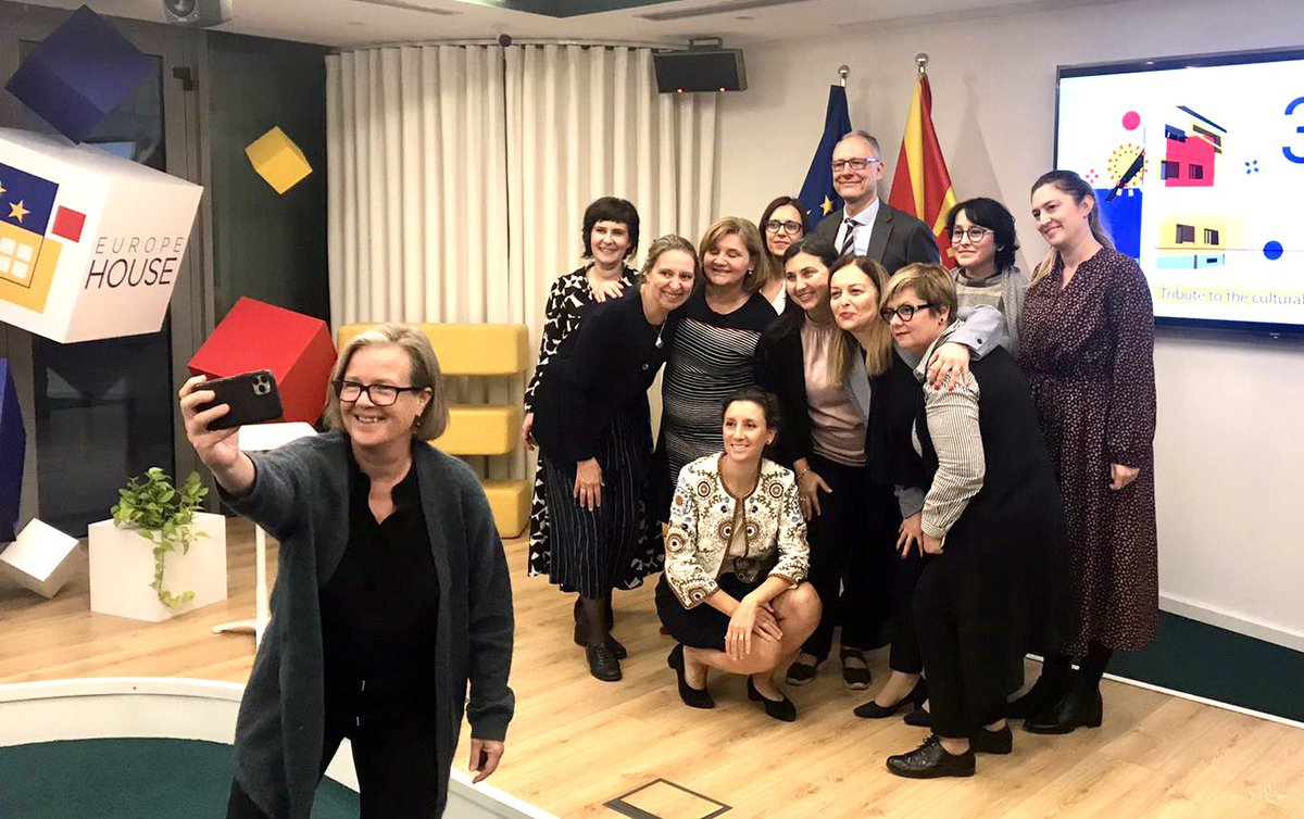 SweAmbassadorMK's tweet photo. A well-attended gender network meeting at @EuHouseSkopje on the opportunities and challenges in the gender area, with many key 🇲🇰 partners present to brief DG @SidaCarin on for ex coordination of efforts in gender sensitive budgeting. Impressive range of work! https://t.co/LNAHPzH6Pb