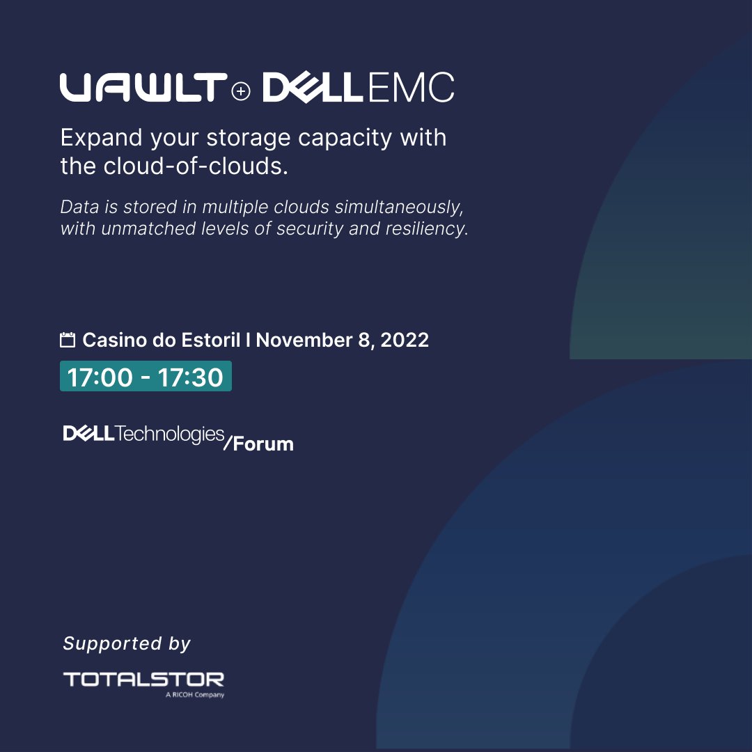 Next week we'll be at <a href="/DellTech/">Dell Technologies</a> Forum with our partner <a href="/TotalStor_PT/">TotalStor, a Ricoh Company</a> presenting the benefits of using Vawlt for expanding Dell EMC's storage solutions' capacity.

Meet us there; you can still register:
events.dell.com/event/9d1e8dad…

#delltechforum