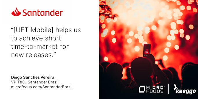 OpenTextDev's tweet photo. The fifth largest banking institution in Latin America, @santanderbrazil, is enabling widescale automation of #Mobile banking app testing with @MicroFocus UFT Mobile for improved speed and efficiency. 
 https://t.co/P6J1azzwK7 https://t.co/ZTyj4OKci9