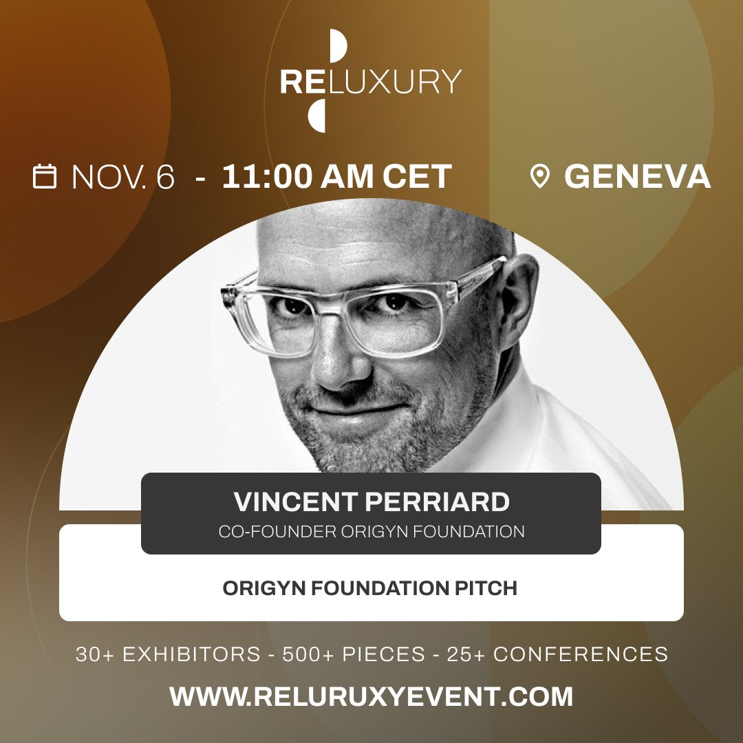 ORIGYNTech's tweet image. 📆Mark your calendars! @PerriardVincent, Co-Founder of @ORIGYNTech, introduces our biometric digital certification platform on November 6th at 11:00 a.m. CET at the Re-Luxury event.

#reluxury #circulareconomy #luxury #luxuryevent #geneva #preowned #ORIGYNcertified #authenticity