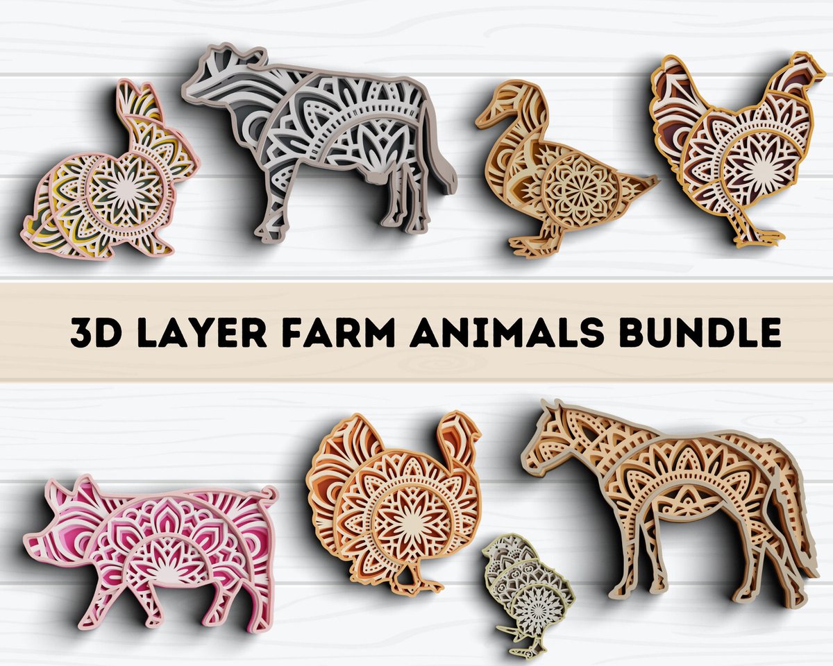 kshitizsharmav's tweet image. 3D Farm Animals SVG DXF Bundle - Pig Svg - 3D Mandala Svg - Layered Mandala Svg files for Cricut - DXF files for Laser
 #AnimalsSvgDxf #PigSvg #Cricut #MandalaSvg #laser #3DFarm #dxf #LayeredMandalaSvg #Rishasart #EtsySeller

👉etsy.com/listing/101041…