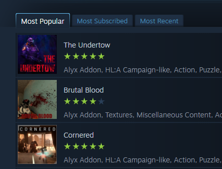 DorminVr's tweet photo. We made it to the top of the most popular tab on the Alyx Workshop! Thanks to everyone who left a rating/comment. Link to the campaign if you wanna check it out: https://t.co/7ShMWCt5Cj #halflifealyx #vr #vrmodding https://t.co/AXCDELknMk