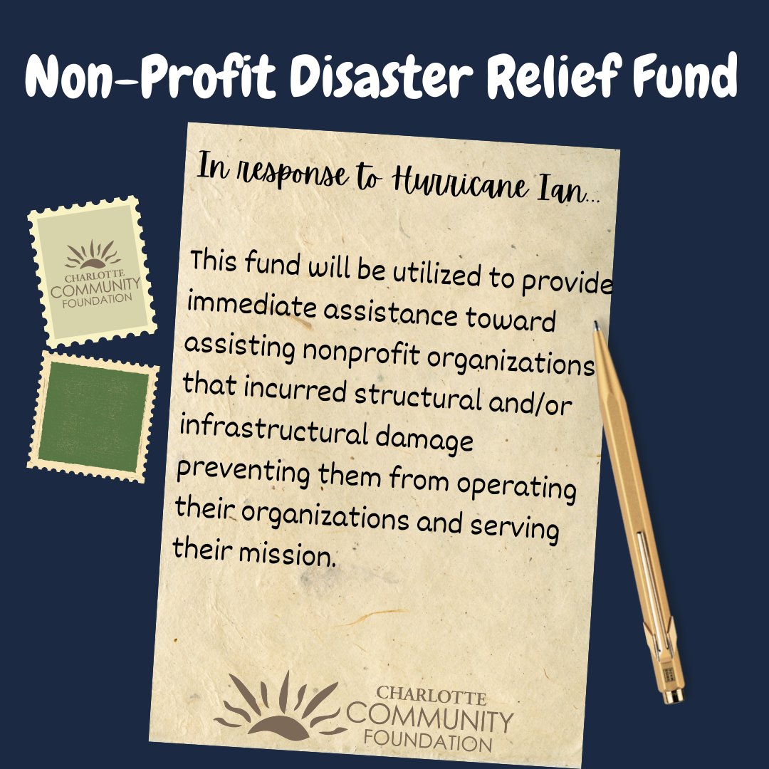 charlottecforg's tweet photo. The Charlotte Community Foundation has activated three funds that go toward Hurricane Ian's relief and recovery.

Charlotte County Disaster Relief Fund: https://t.co/5gMUWIRRoH

Non-Profit Disaster Relief Fund: https://t.co/gCDIJj4MTR https://t.co/JpEJoV8olY